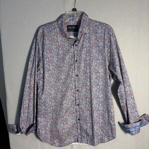 Robert Graham Shirt Mens L Floral  Print Long Sleeve Button Down Fall Colors